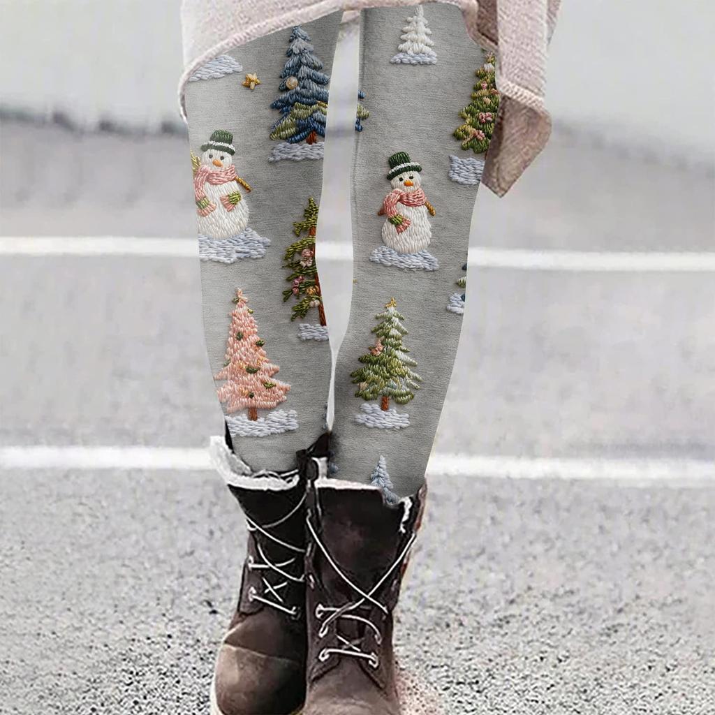 Women's Christmas Print Slim Fit Elastic Yoga Casual Pants