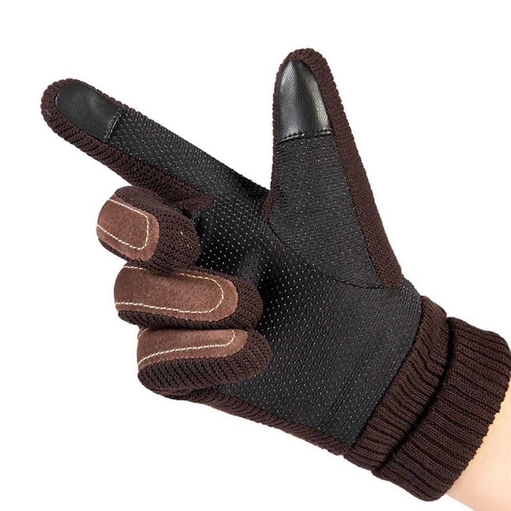 Windproof Thicken Warm Non-slip Riding Glove Men Gloves PU Leather Winter Gloves Korean Mittens