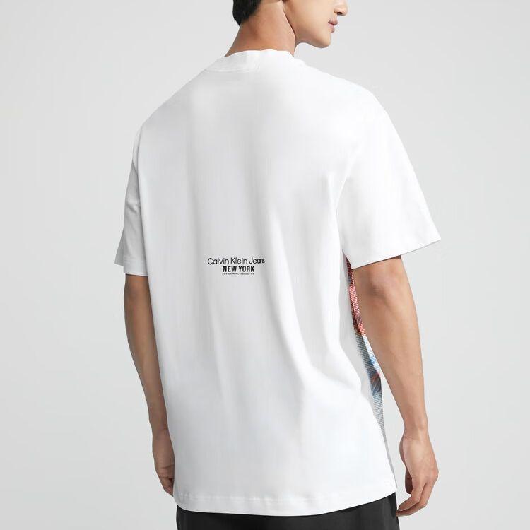 CK/Calvin Klein Футболка с круглым вырезом и короткими рукавами с узором, мужские топы, лунно-белый J322874-YAF