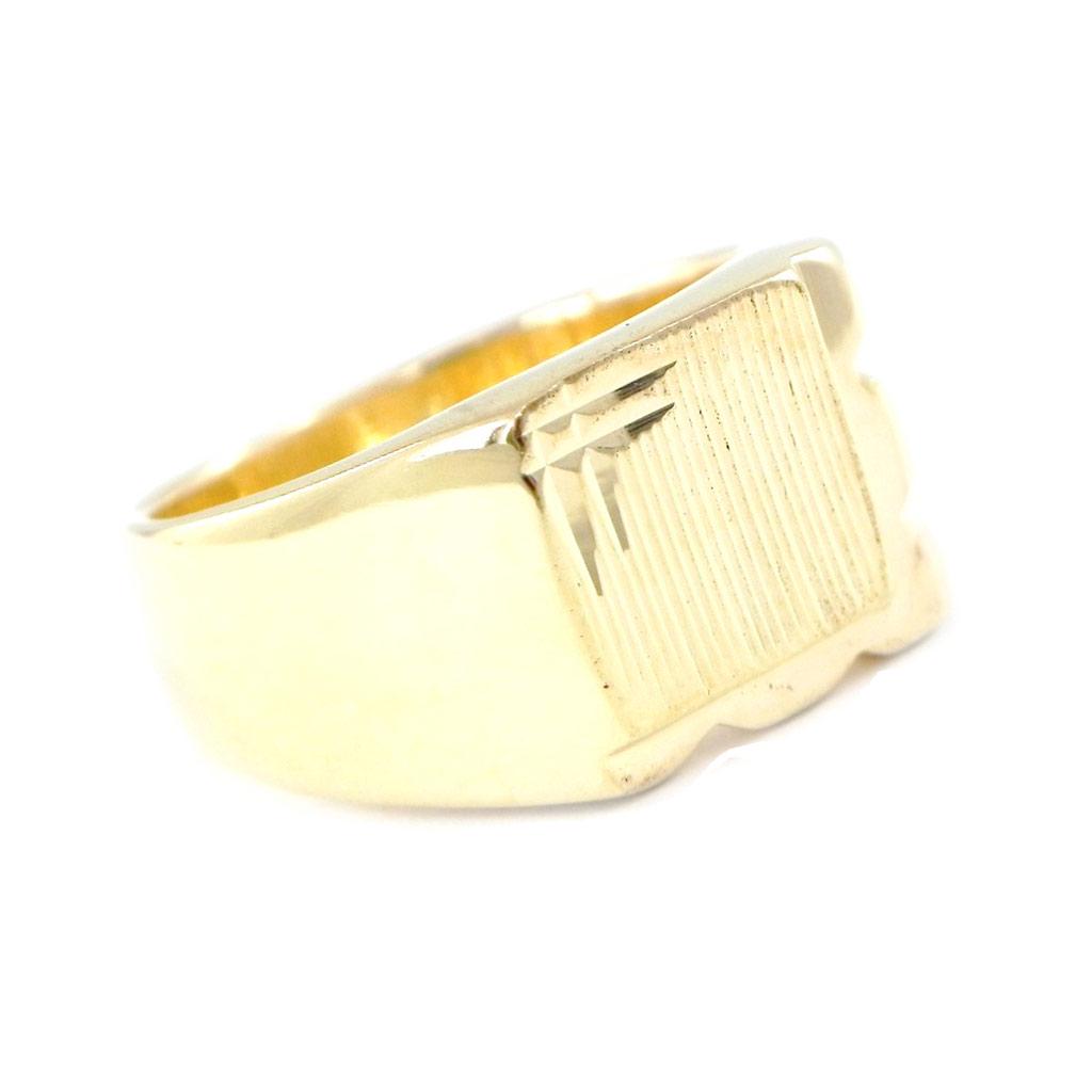 Кольцо с печаткой позолоченное 'Charles' золото - 12x14 мм