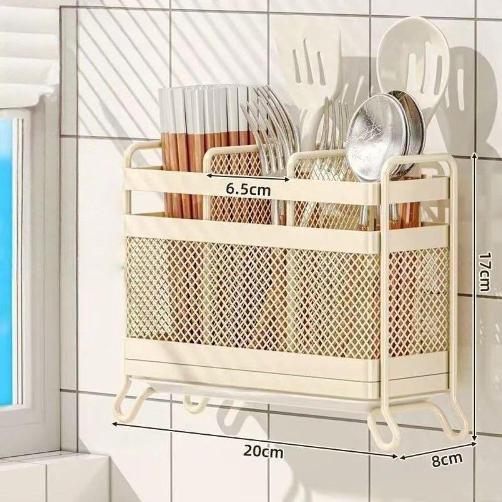 Multi Compartment Cutlery Draining Rack Wall Mounted Chopsticks Storage Holder Kitchen Storage