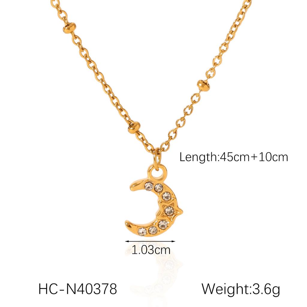 Titanium Steel Necklace for Women with Waterdrop Moon Star Clover Pendant Dainty Collarbone Chain Jewelry Gift