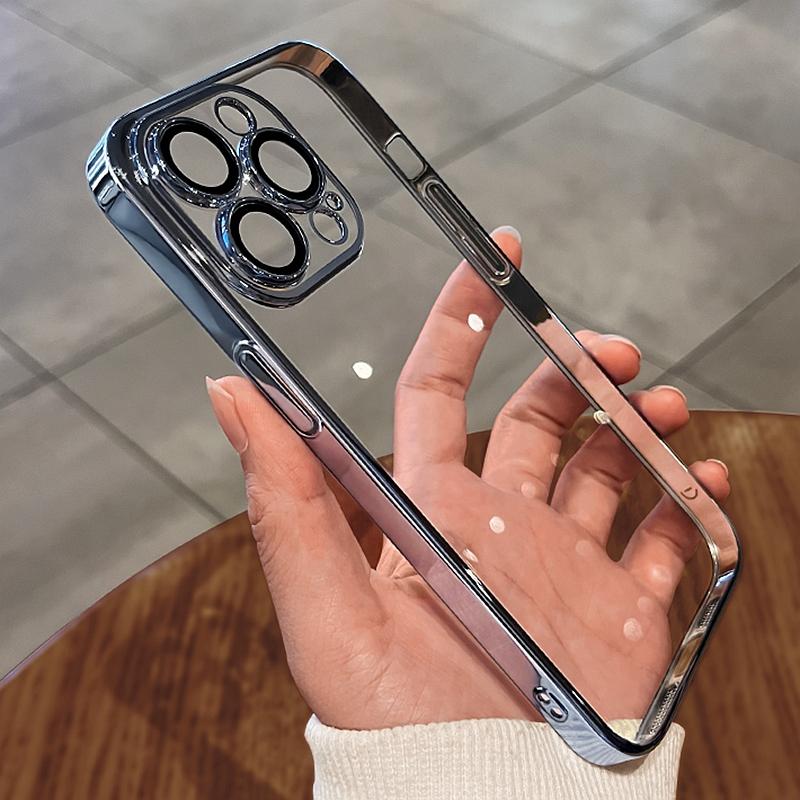 Роскошный гальванизированный защитный чехол для iPhone 17 16 11 12 13 14 15 Pro Max Xs XR Max 7 8 Plus SE2020 Мягкая прозрачная крышка