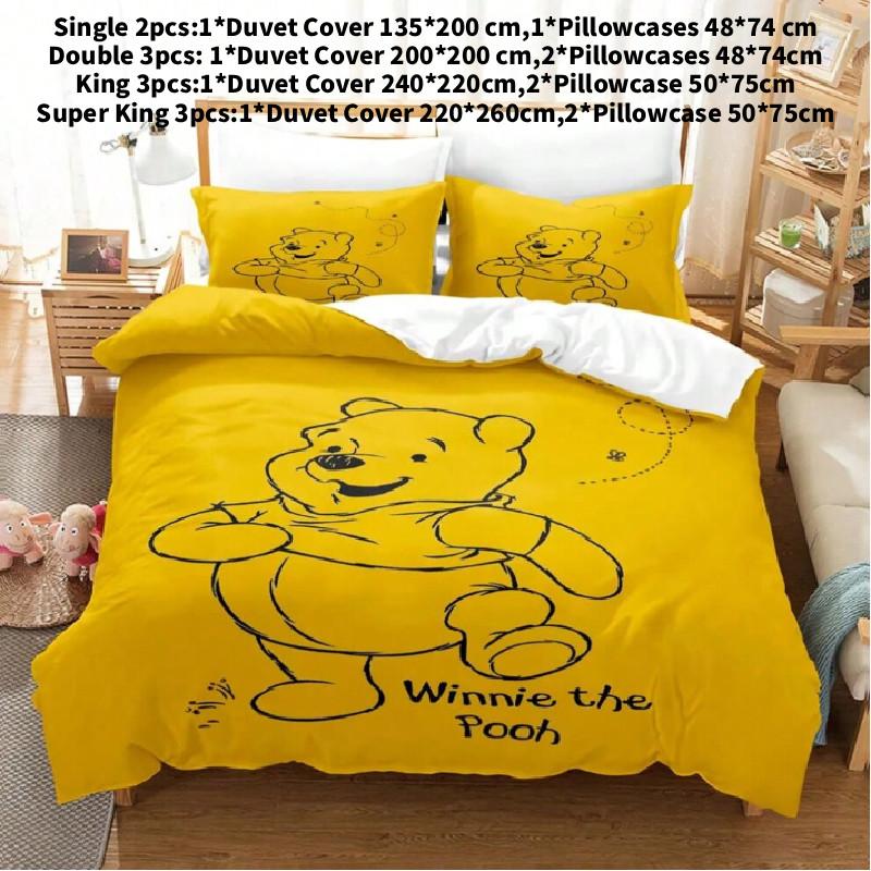 Pooh Bear Children Bedding Set With Active Dyeing For Toddler Bed Decor