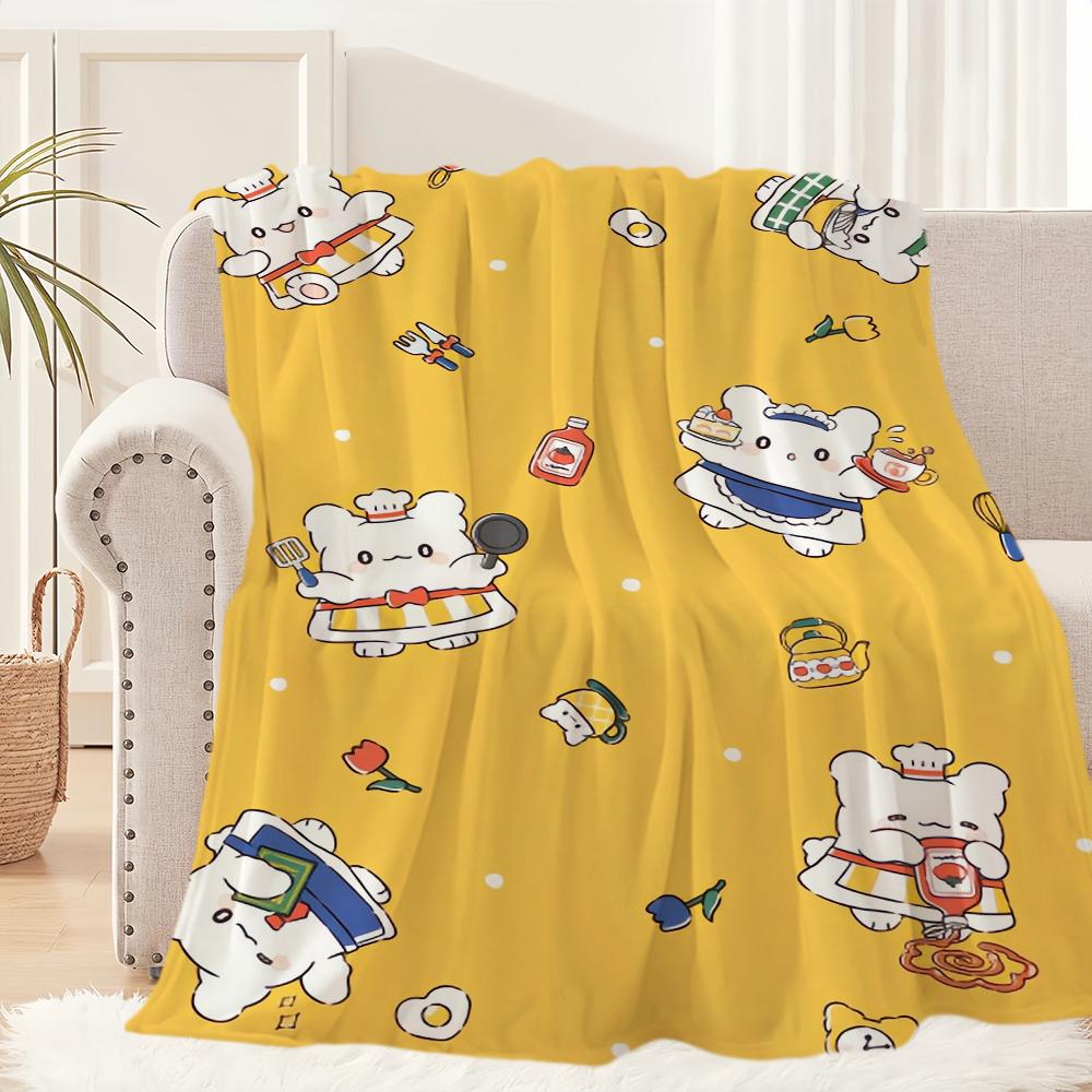 Мультяшный H-Hanamaruobake Милый кавайный Плед Плюшевый для сна Диван Коврик для гостиной Офиса Спальни День рождения Дом Путешествия Детские подарки