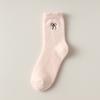 Кавайные носки из толстого кораллового велюра в балетном стиле с бантиком, милые плюшевые носки для дома, зимние, теплые, однотонные, средней длины