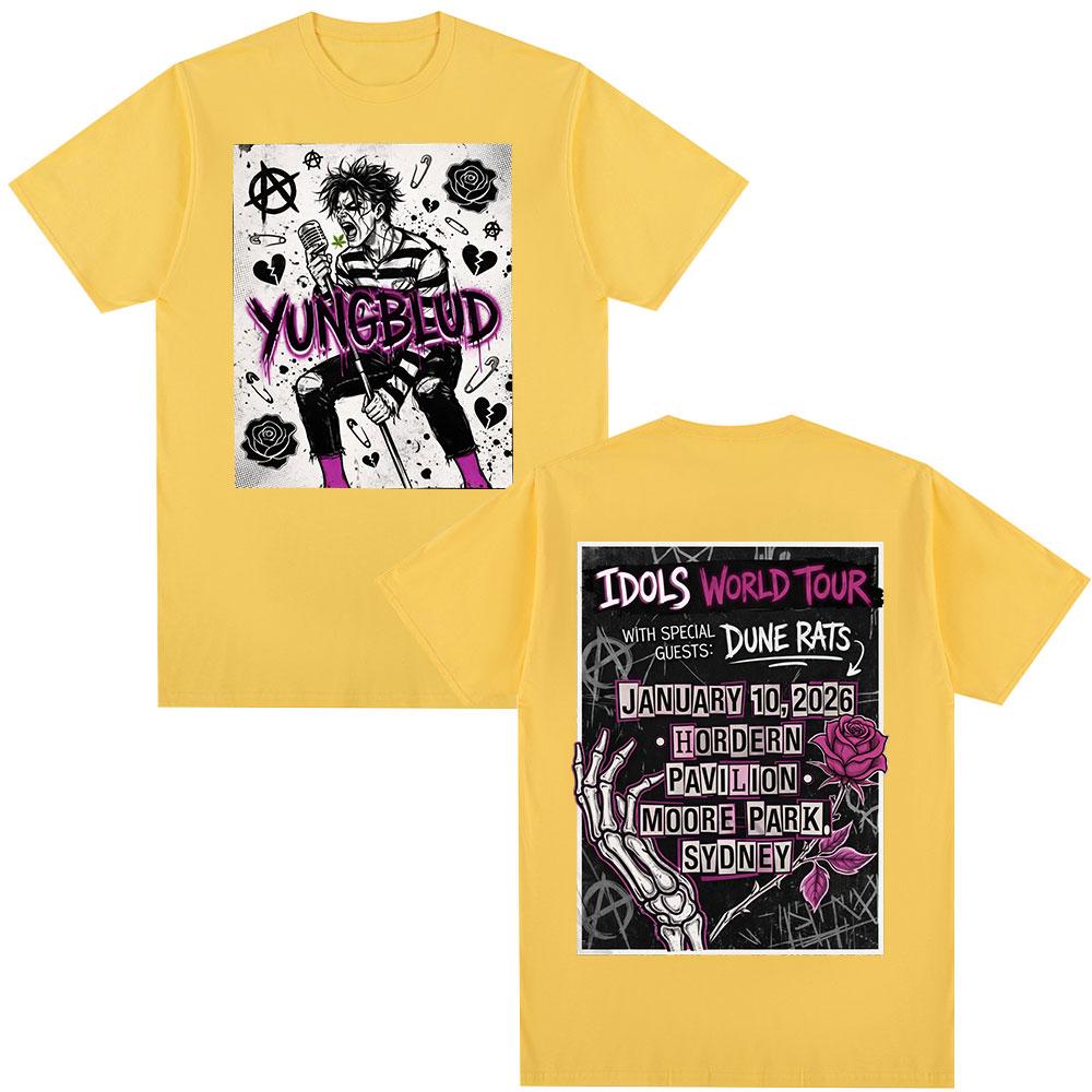 Singer Yungblud IDOLS World Tour 2026 Tshirts Mens Clothing Fashion Hip Hop Short Sleeves Tshirt Cotton Summer T Shirt Tops