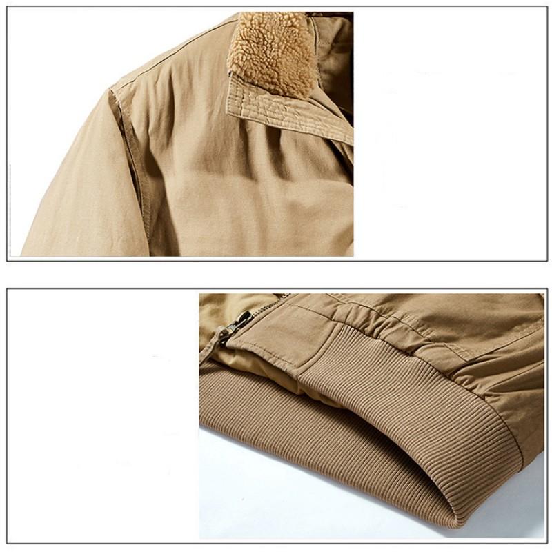 Мужская новая зимняя стеганая куртка-карго больших размеров с воротником из овечьей шерсти