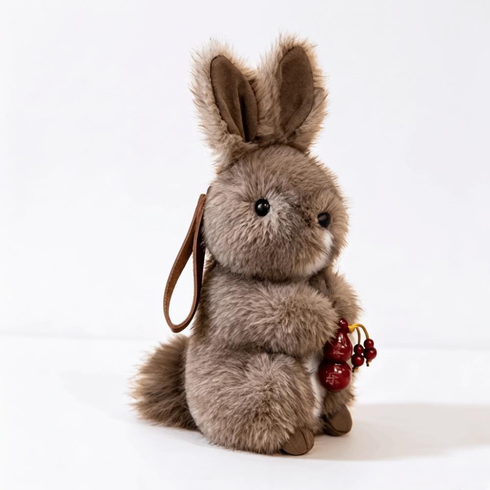 Plush Squirrel Plush Rabbit Keychain Fluffy Plush Bunny Bag Pendant Car Key Ring