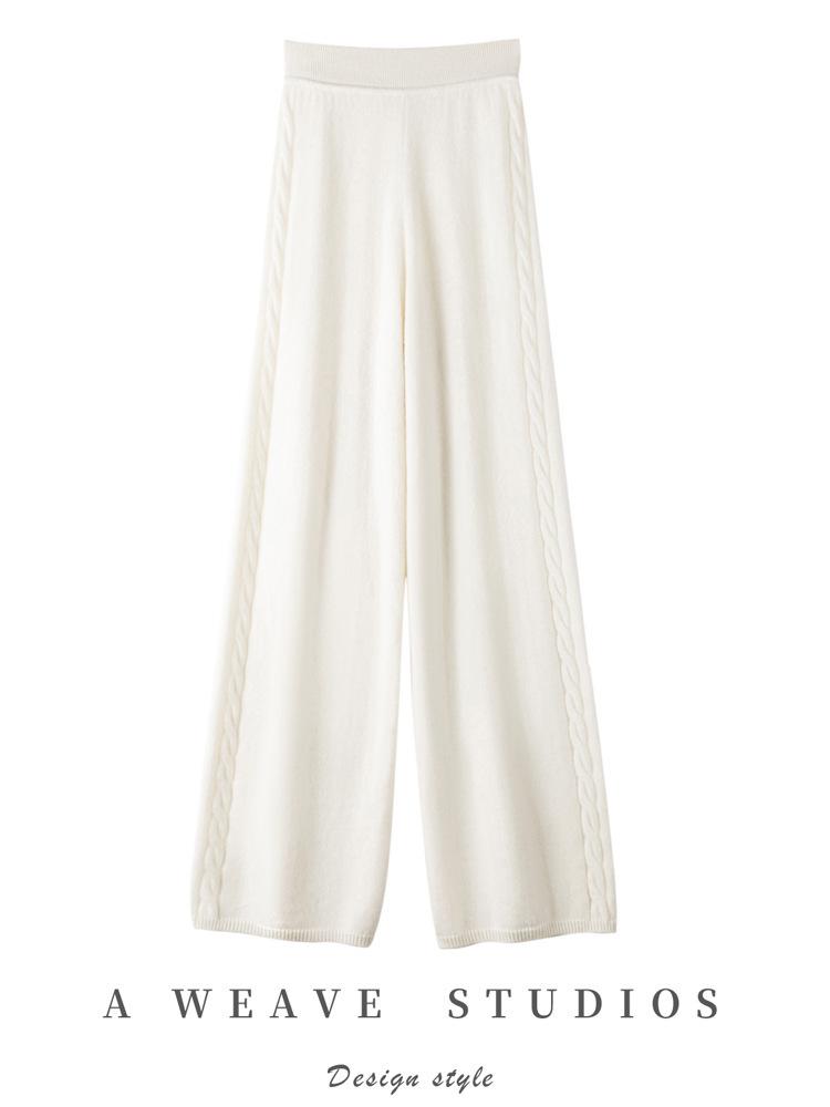 Женские брюки прямого кроя из 100% кашемира толстой вязки «косичка» 25FW