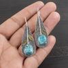 Blue Copper Turquoise Handmade Gemstone Earrings, 925 Solid Sterling Silver Earrings Antique Jewelry, For Engagement Gift