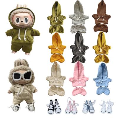 Повседневный спортивный костюм Labubu Комплект Одежда для кукол Labubu 15/17 см Модный Удобный Спортивный костюм Худи Аксессуары Лабубу Подарок