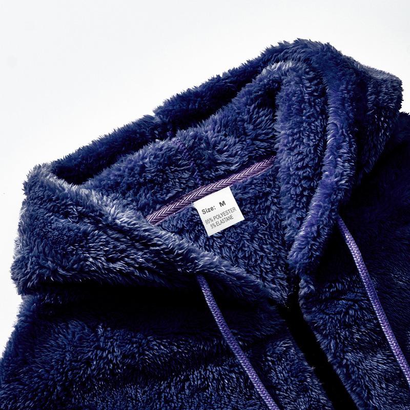 Winter Men's Thick Warm Double-sided Fleece Jacket Zipper Loose Cardigan Casual Hooded Jacket