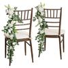 2Pcs Wedding Chair Decorations Aisle Floral Swag Artificial Pew Flowers Hanging Garland for Ceremony Church Rose Floral Faux Arrangement Party Decor