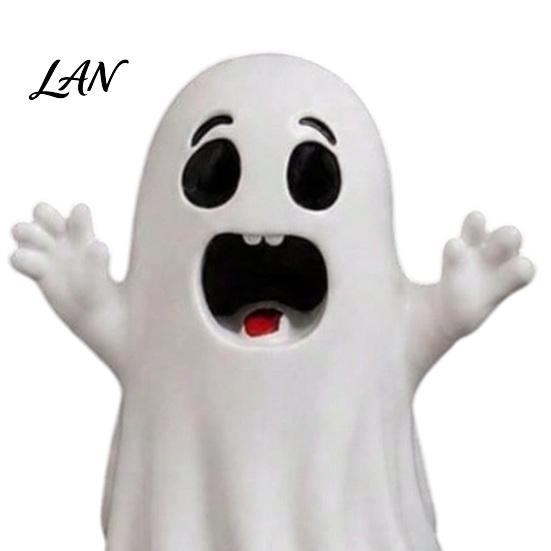Indoor Festival Atmosphere Halloween Cute Ghost Figurine, Small Red Heart Pumpkin Bucket Statue, Seasonal Decorative Gifts Resin Funny Ornament