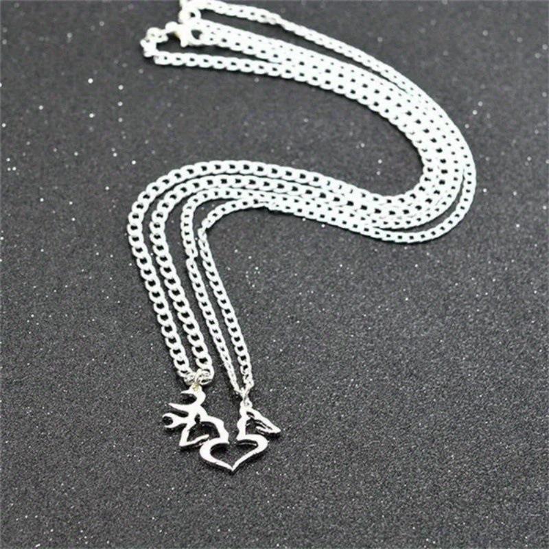 Cross-Border Europe & America Valentine's Day Christmas Gift Reindeer Heart Spliced Couple Necklace