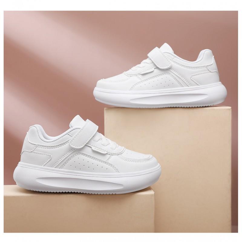 Kids White Leatherette Sneakers Boys Girls Breathable Casual Shoes
