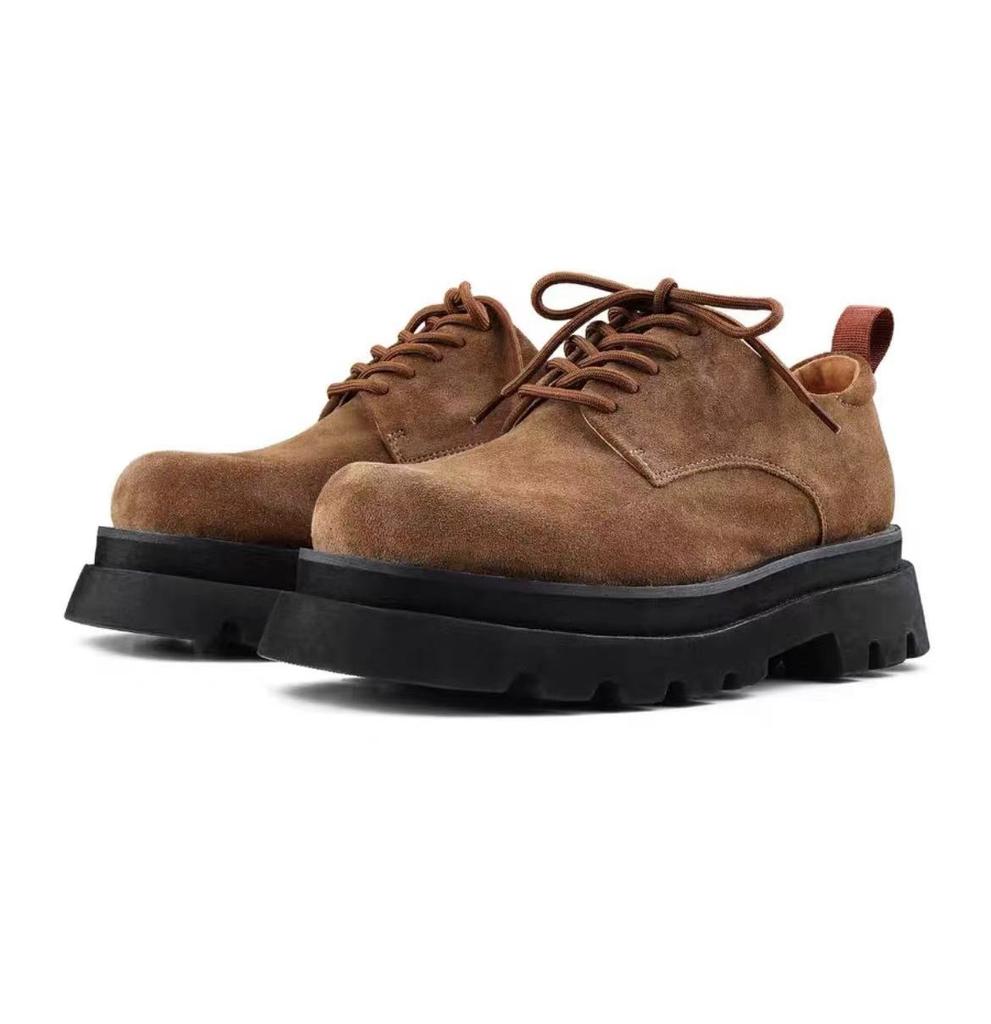 Fashion NEW Leather Autumn Platform Shoes for Men Women Fashion Casual New Designer Brown Derby Shoes Male Low Top Work Ankle Boots Men