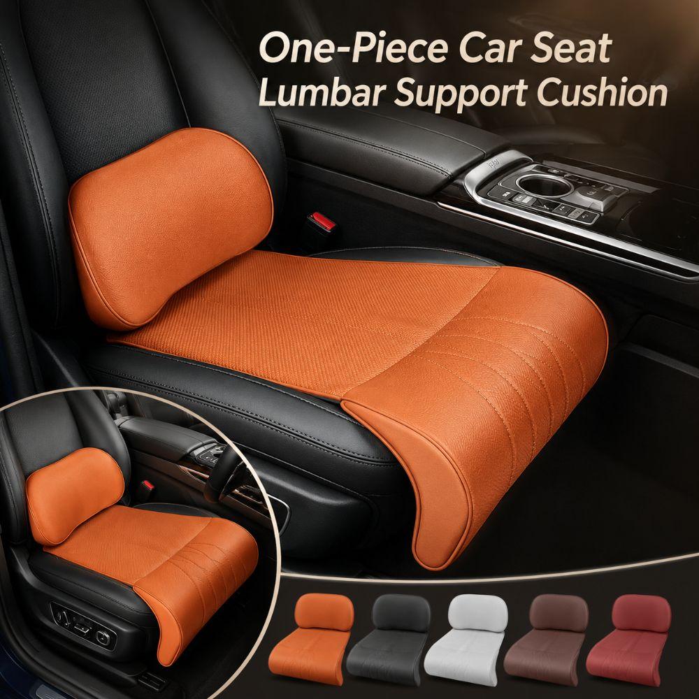 Leather Integrated Lumbar Leg Support Mat Memory Foam Extended Seat Cushion  Vehicle Universal