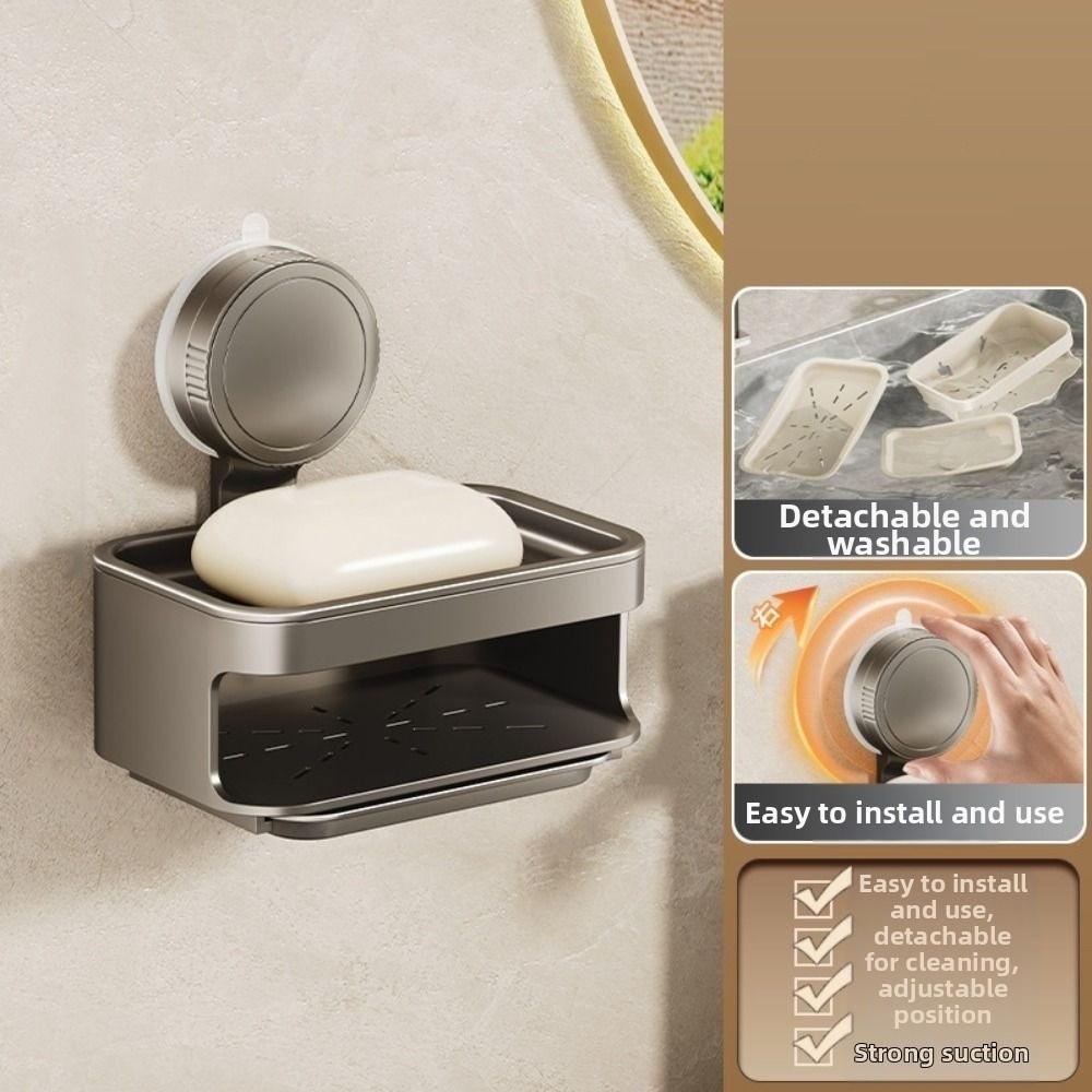 Detachable Self Draining Soap Holder Space Saving Soap Drain Box Suction Cup Soap Dish  Washroom
