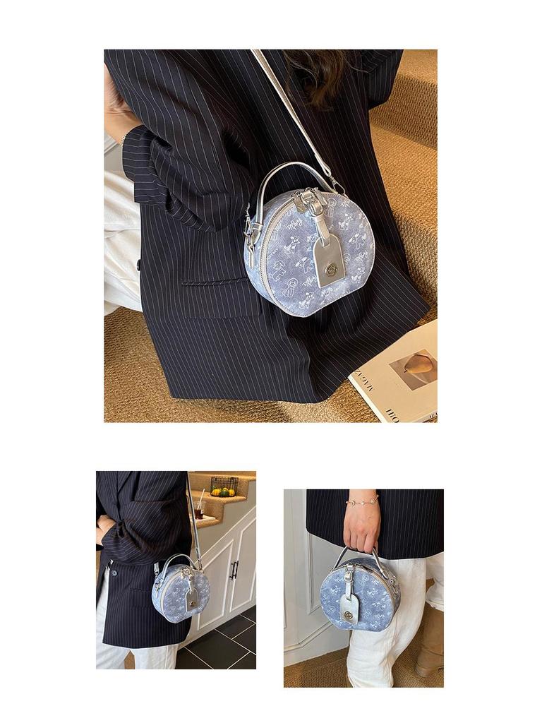 Женская круглая сумка для торта - Стильный принт, дизайн "маленький аромат", универсальная сумка через плечо/кроссбоди