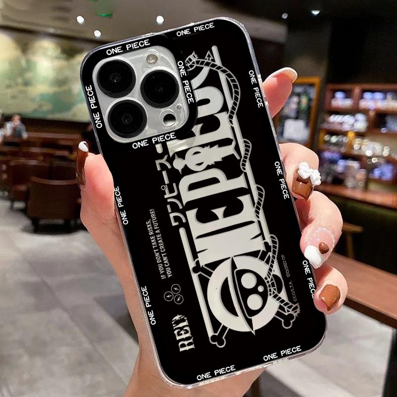 Японское аниме L-Логотип Луффи Чехол для iPhone 16 15 14 13 12 11 Mini Pro Max X XR XSMax 7 8 Plus SE20 Ван Пис Прозрачный чехол