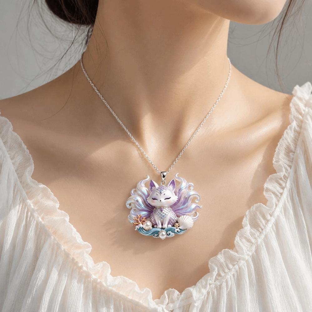 Trendy Fashion Nine-tailed Vixen Pendant Exquisite Chinese Lion Clavicle Chain Women