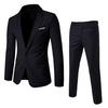 2Pcs/Set Men Business Blazer Suit Pants Set Lapel Long Sleeve Single Button Pockets Suit Coat Slim Fit Long Pants Workwear