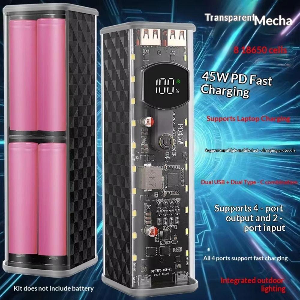 Fast Charging Power Bank Case Transparent Fast Charging Power Bank Kit  For Charger