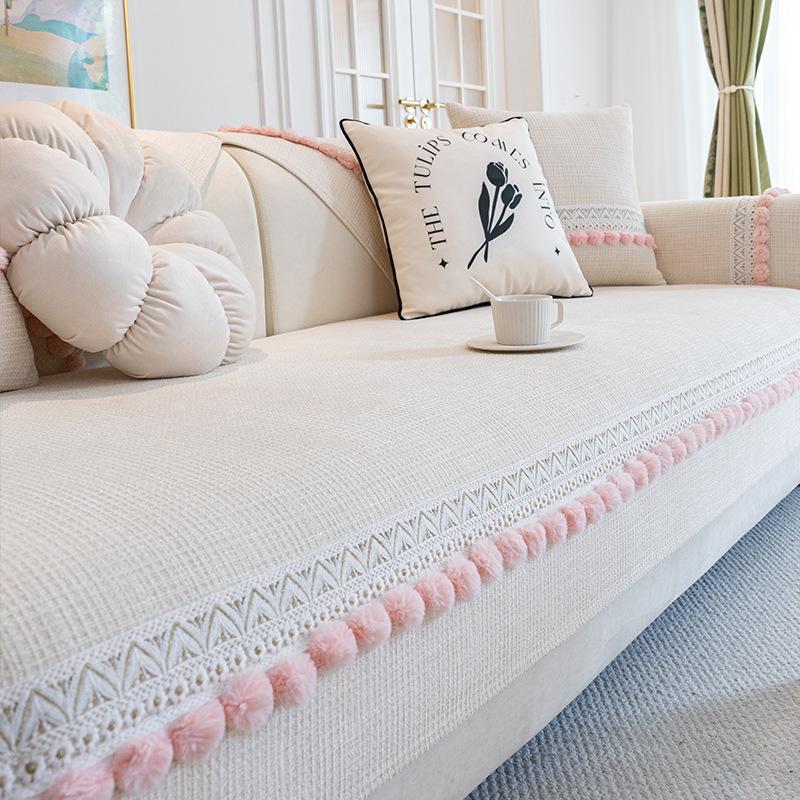 Light French Cream Wind Sofa Cushion  New Four Seasons Universal Non-Slip Cushion Chenier Sofa Cover Cover