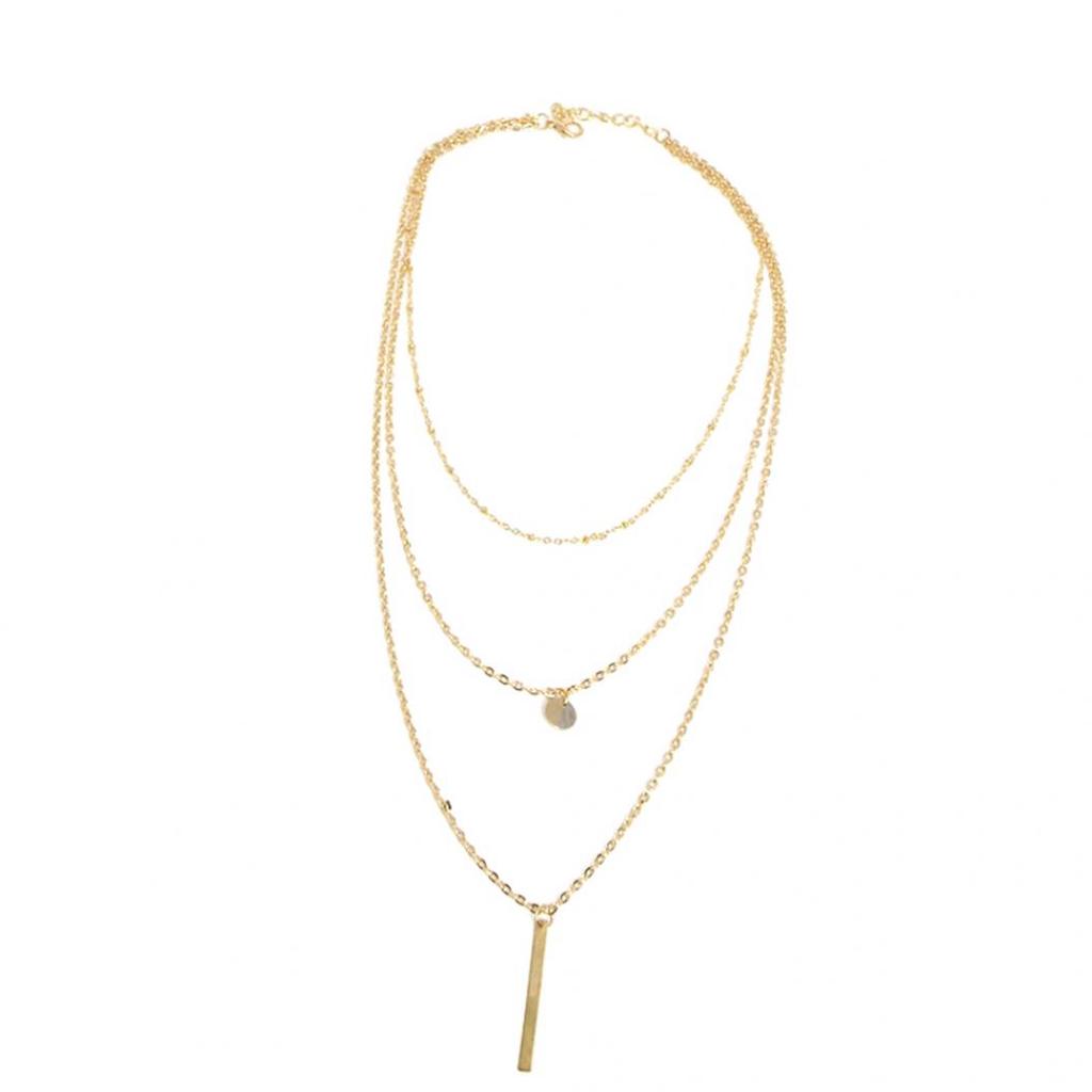 Женская мода многослойное колье длинное ожерелье с блестками и полосками кулон ювелирные изделия