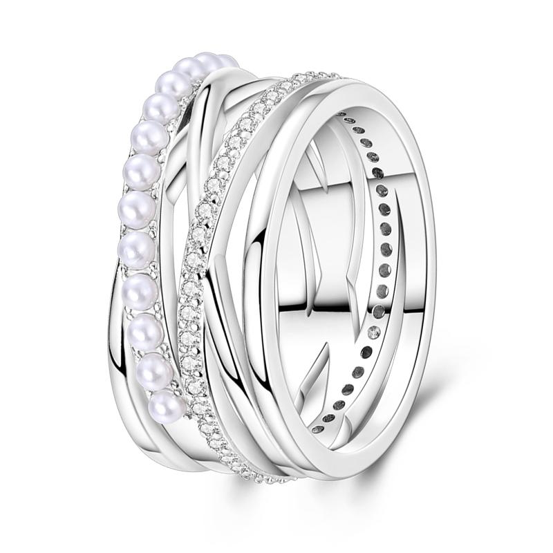 Rings For Women 925 Silver Sparkling Zircon Minimalist Geometric Star X Rings Romantic Wedding Engagement Valentine Jewelry Gift