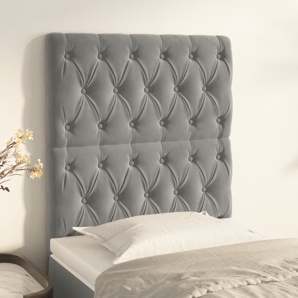 Headboard Light Grey 80 x 7 x 118 128 cm Velvet