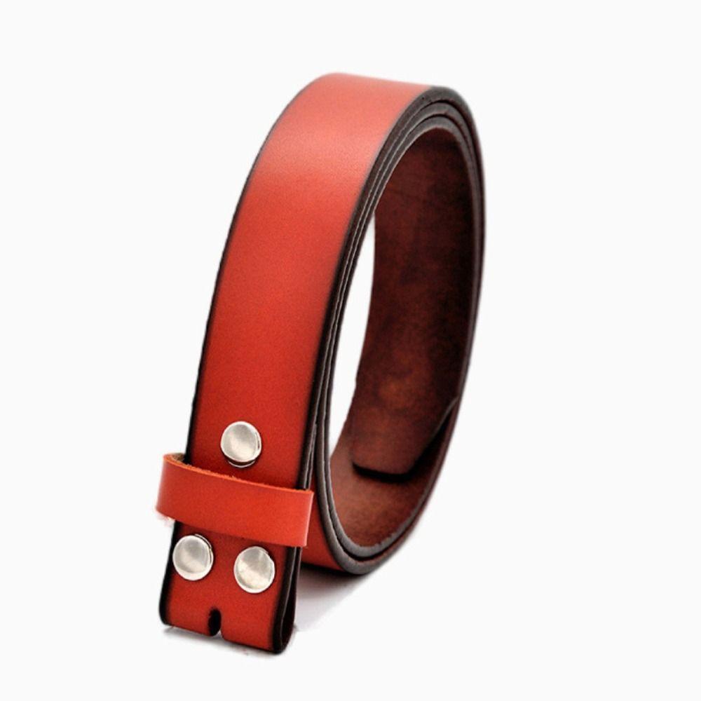 Designer Replacement No Buckle Girdle Stud Snap Clip Waistband Genuine Leather Belt 3.8cm with Hole