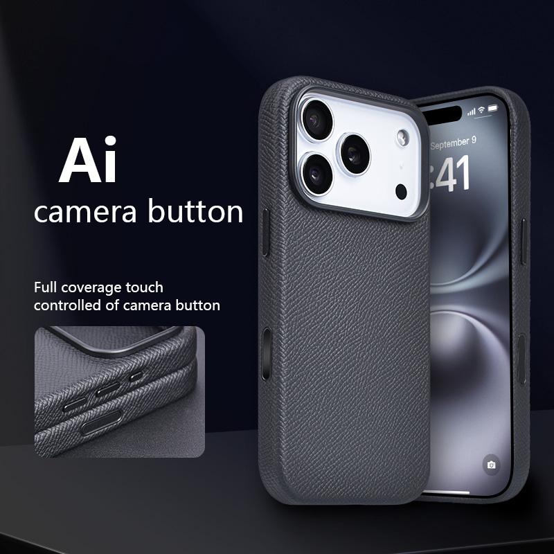 Деловой Чехол-Накладка с Высокой Текстурой из Натуральной Кожи для IPhone 17 Pro Max 17 Air 17 Pro, Безопасный для Кожи, Магнитная Зарядка, Защита от Падений