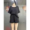 Summer Casual Suit, Oversized Short Sleeved T-shirt, Drawstring Shorts, Casual Wear, Sportswear