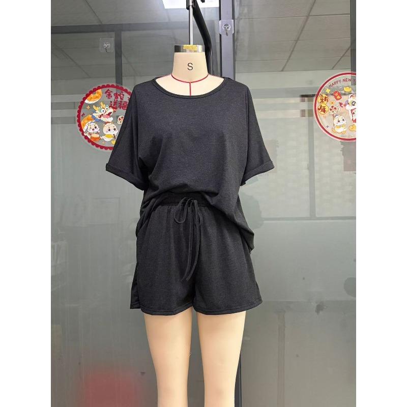 Summer Casual Suit, Oversized Short Sleeved T-shirt, Drawstring Shorts, Casual Wear, Sportswear