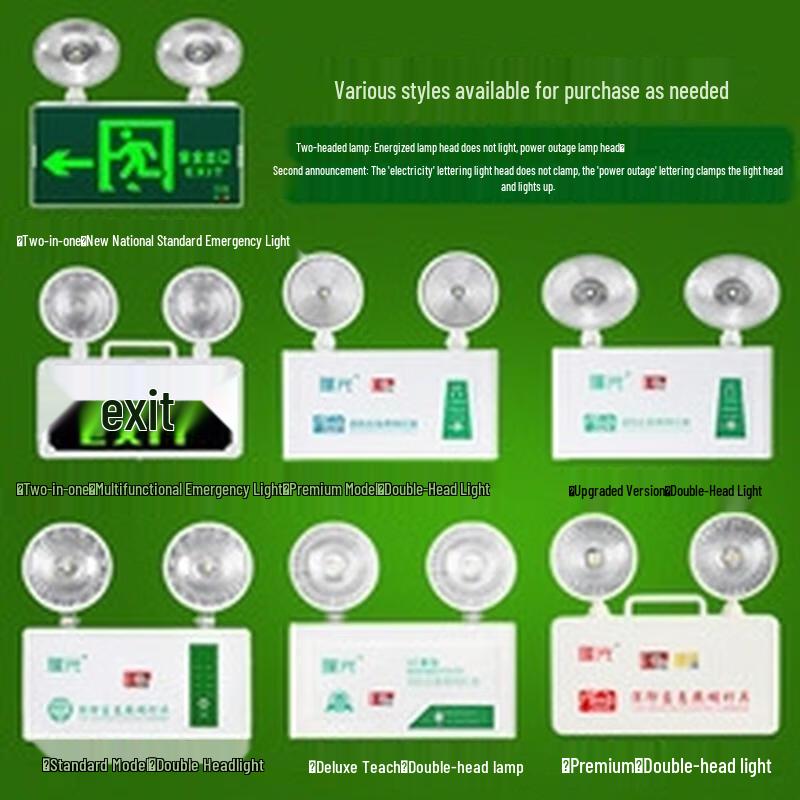HANDUNYOU LED Emergency Exit Sign with Dual-Head Light