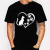 Cat Paw Graphic Tshirt Men Funny Heart Cat T-shirt Fashion Harajuku Streetwear Oversized Men Brand Hip Hop Top Vintage Shirt Man