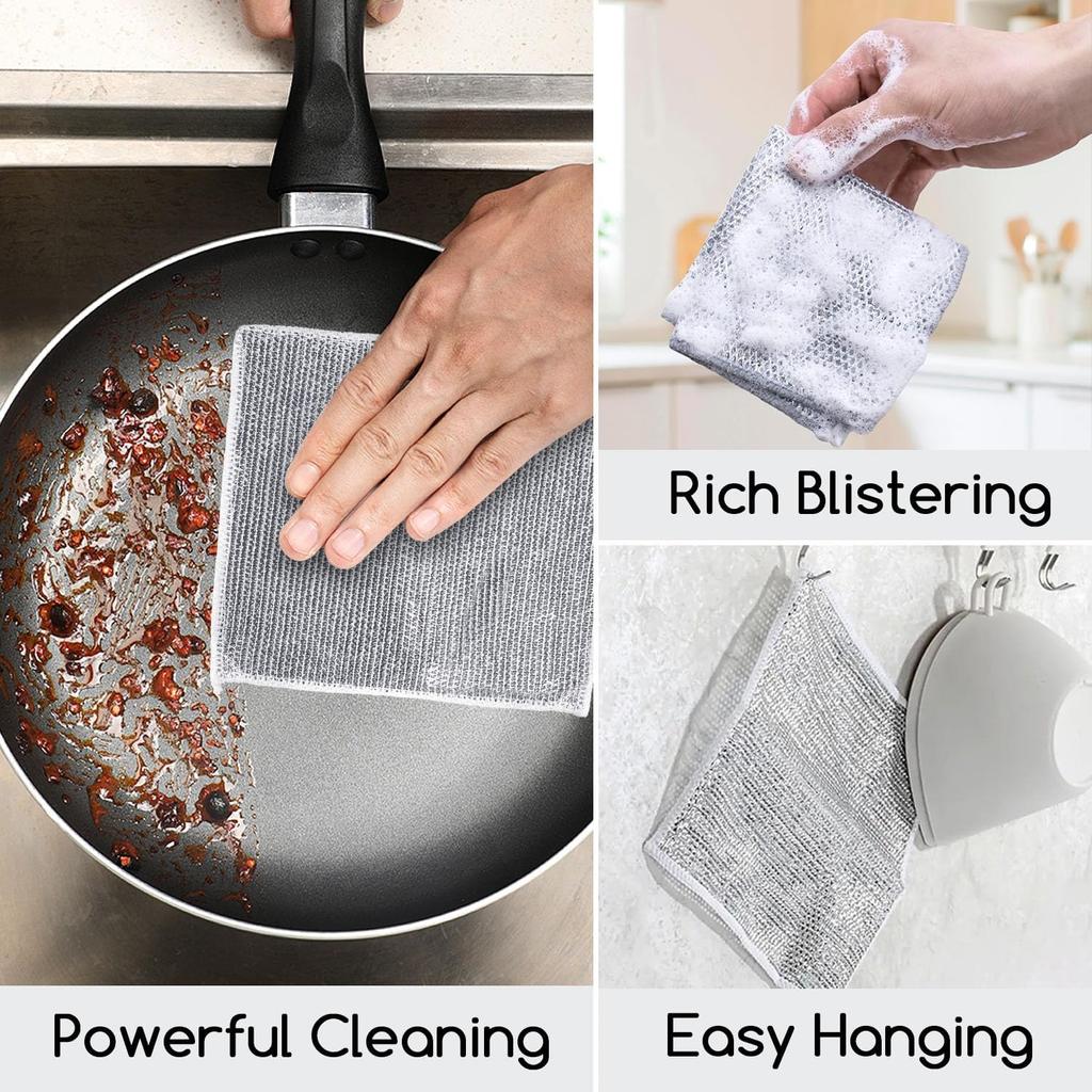 20/1 шт., волшебная тряпка для мытья посуды, серебряная проволока, салфетки для чистки кухонной посуды, тряпка для мытья посуды, двусторонние утолщенные полотенца, тряпки из стальной проволоки