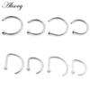 Alisouy 1PC G23 Titanium Steel C-Pattern Curve Nose Septum Lip Labret Rings Captive Ear Cartilage Earring Body Piercing Jewelry
