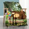 Masha Bear Customize Text Blanket Multi-purpose Personalized Blanket Durable Comfort Throw For Picnics Chair Bedding Nap Four Seasons Universal