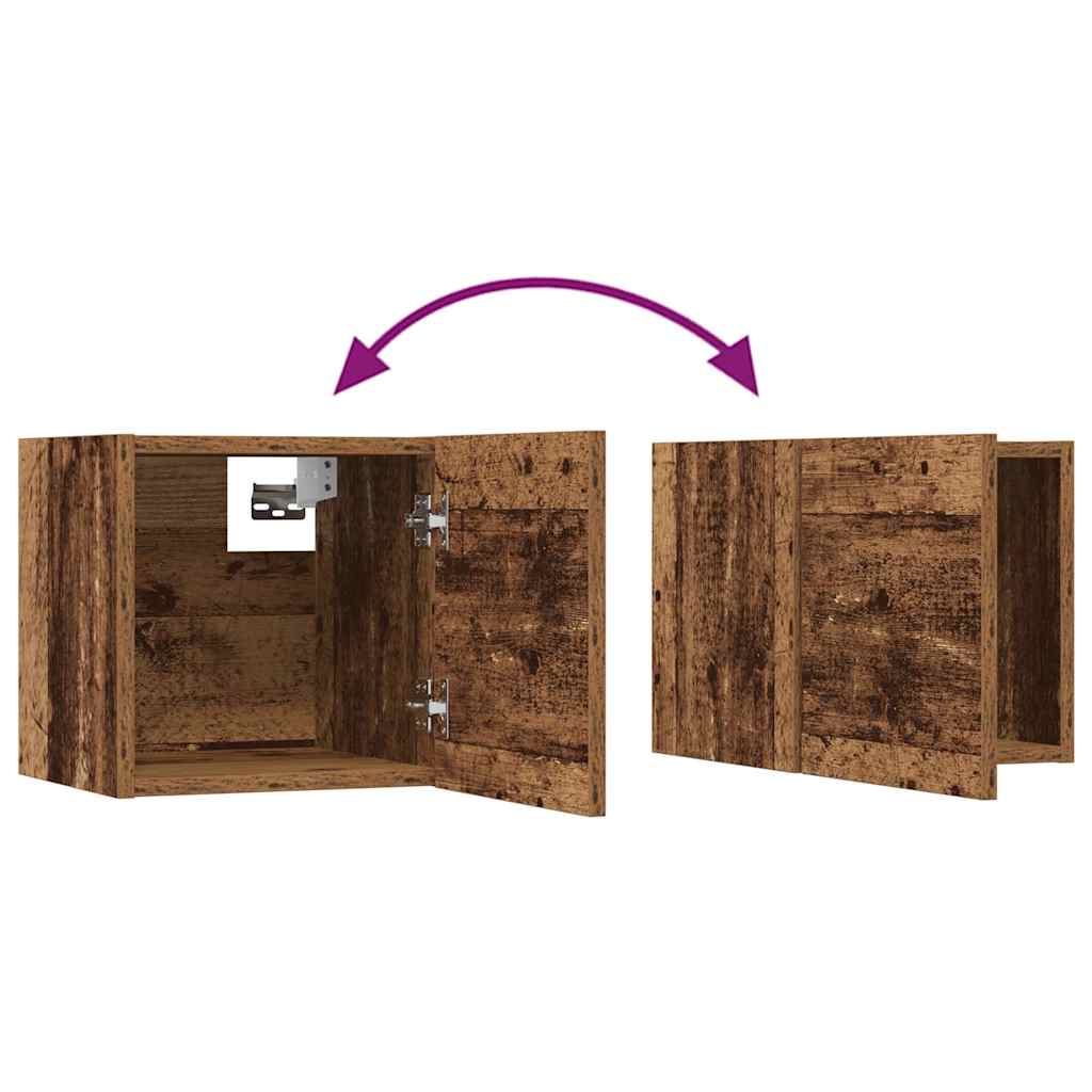 Wall Mounted TV Cabinet Set 4 pcs Reclaimed Wood Effect Particleboard