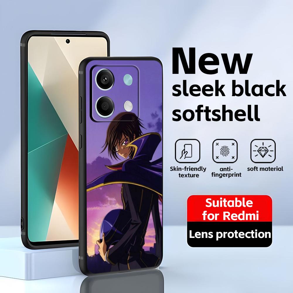 Крутой чехол для телефона с аниме Code Geass для Redmi Note 14 13 12 11 Pro Plus S 5G 14C A3 Мягкая черная крышка для телефона