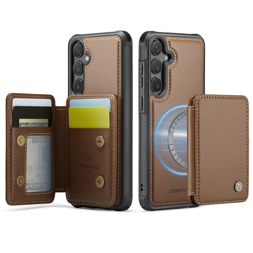 JEEHOOD-J05 for Samsung Galaxy S26 Ultra S25 S24 Plus FE Removable 2-in-1 Separable Flip Wallet Premium PU Leather Case Card Holder Phone Back Cover