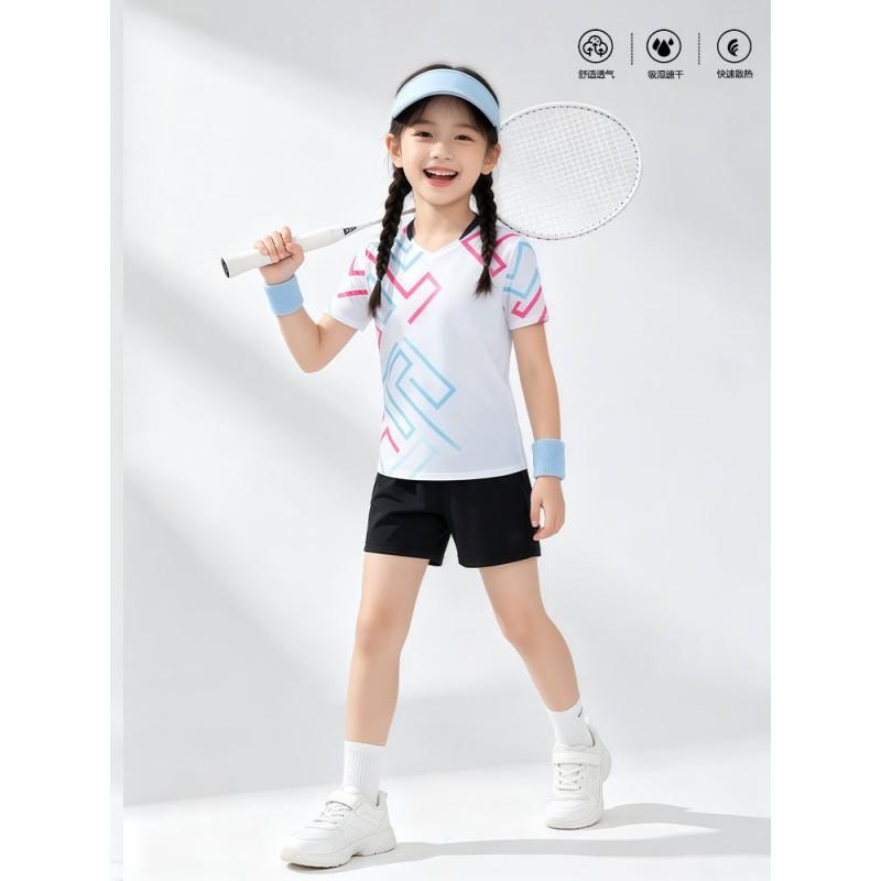 Kids Badminton Sport Set Short Sleeve Quick Dry Training Uniform Boys Girls