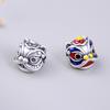 Sterling Silver S999 3D Lion Dance Spacer Beads for DIY Chinese Style Bracelets