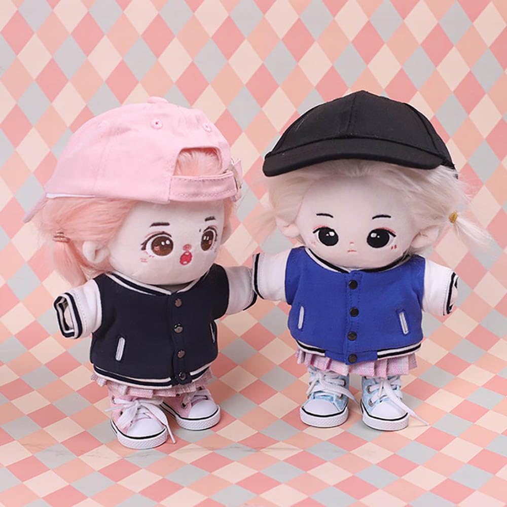 Nianniyhouse 20 см мягкая игрушка одежда бейсбольная майка JK платье белая футболка хлопок кукла аксессуары наряд (синий + розовый)