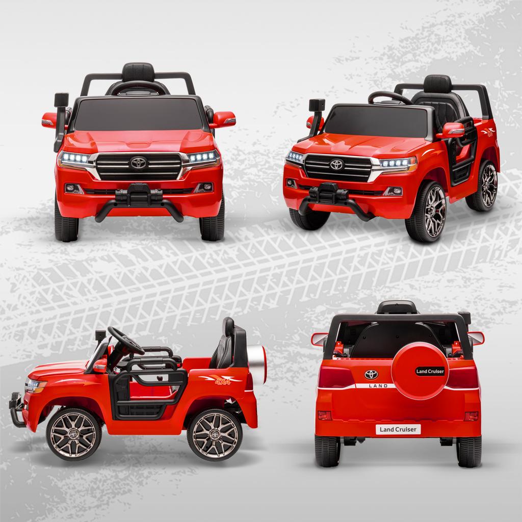 Детский электромобиль +3 года Toyota LAND CRUISER с аккумулятором 12В, пультом ДУ и MP3-музыкой, красный