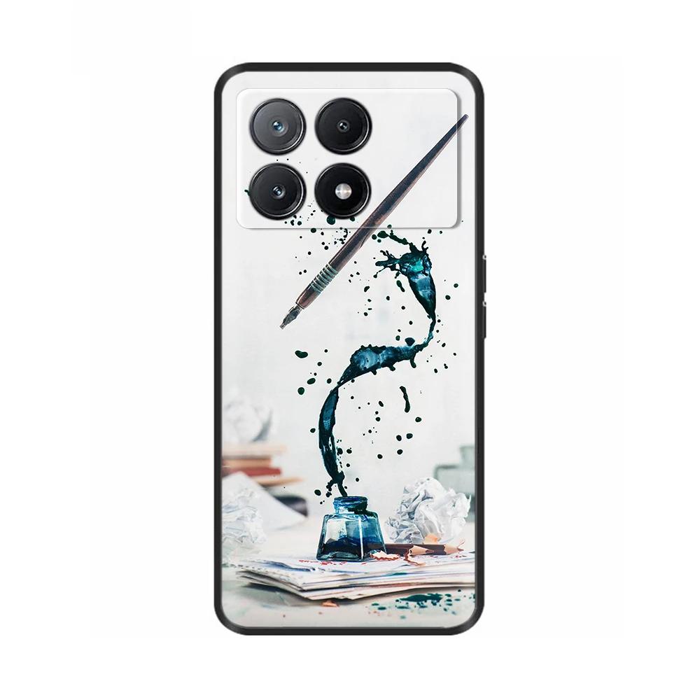 Для Xiaomi Poco X6 Pro Чехол PocoX6 Модный Кот Цветок Мягкий Силиконовый Задний Чехол для Телефона для Poxo C6 PocoX6 Pro x 6 Чехлы etui Funda